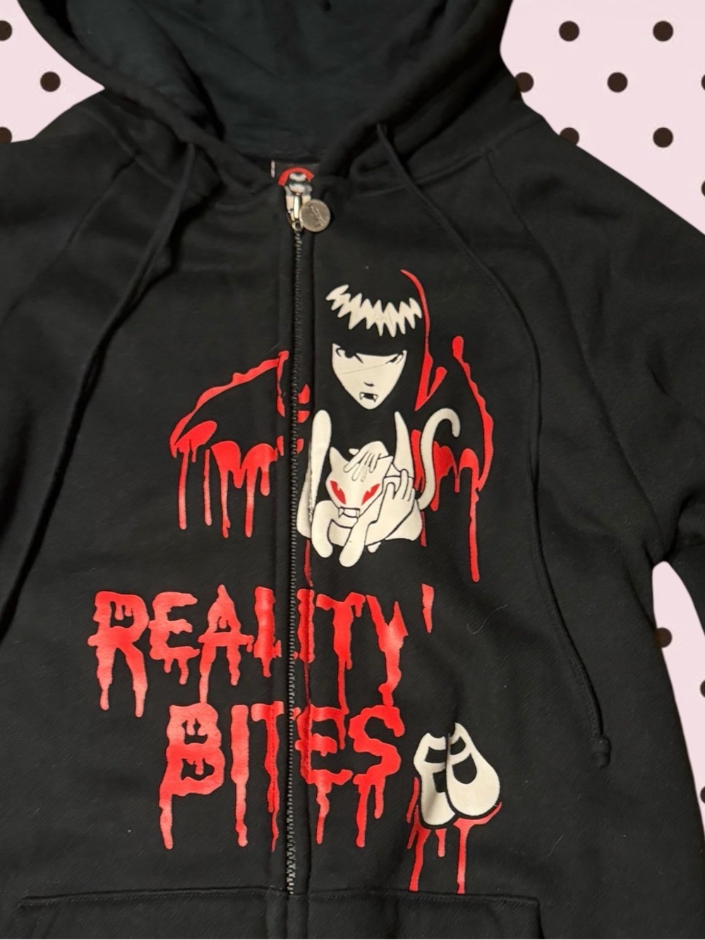 Emily the Strange Black Zip Hoodie One of one - Picture 2 of 3
